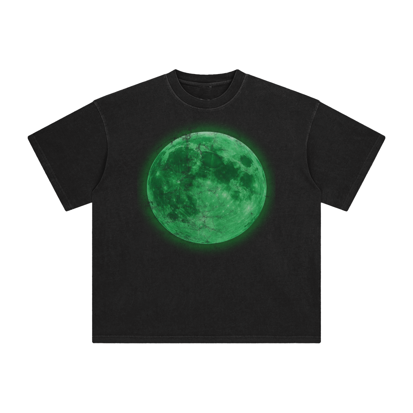 Green Moon Black T-Shirt